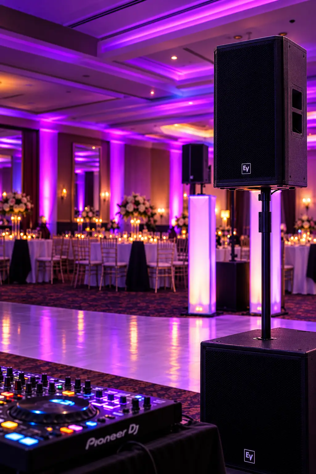 Kingdom DJs sound and lighting setup for an Irish wedding