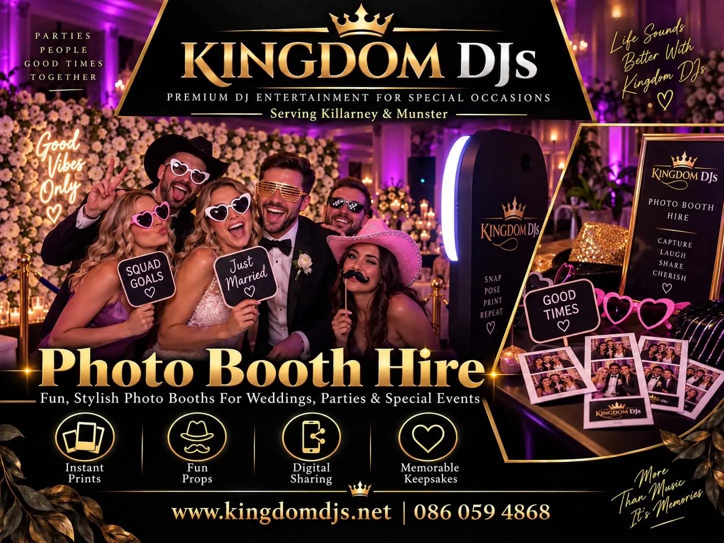 Guests using the Kingdom DJs photo booth at a wedding
