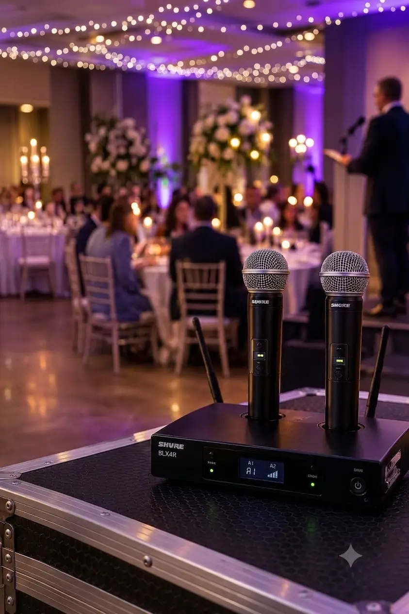Evening reception lit up by Kingdom DJs lighting design